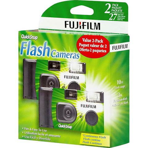 Fuji Fujifilm Quicksnap Flash 400 Single-Use Camera with Flash (2 Pack) One Time Use Disposable 27 Exposures