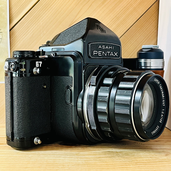 Rare - Pentax 67 MLU - Multi Exposure Mod - 105mm Lens - TTL Metered Finder and Grip