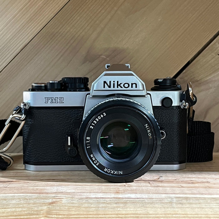 Nikon FM2 35mm SLR Film Camera with 50mm f/1.8 Nikkor Lens (Silver Body) (N 8410464)