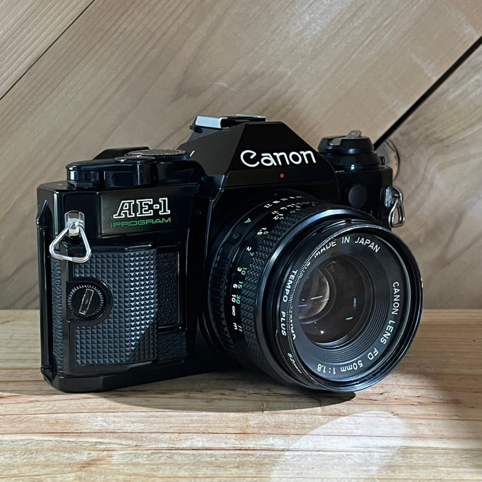 Canon AE-1 Program Black Body 35mm SLR Film Camera w/50mm 1.8 (4097123)
