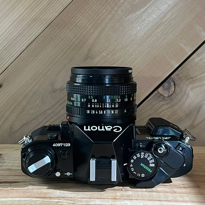 Canon AE-1 Program Black Body 35mm SLR Film Camera w/50mm 1.8 (4097123)