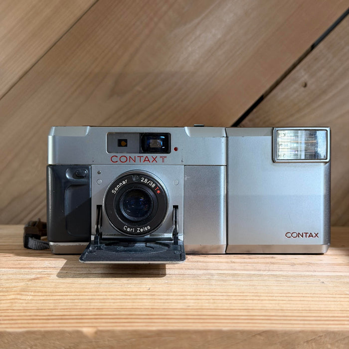 Contax T 35mm Point & Shoot Camera & Contax T14 Flash (015757)