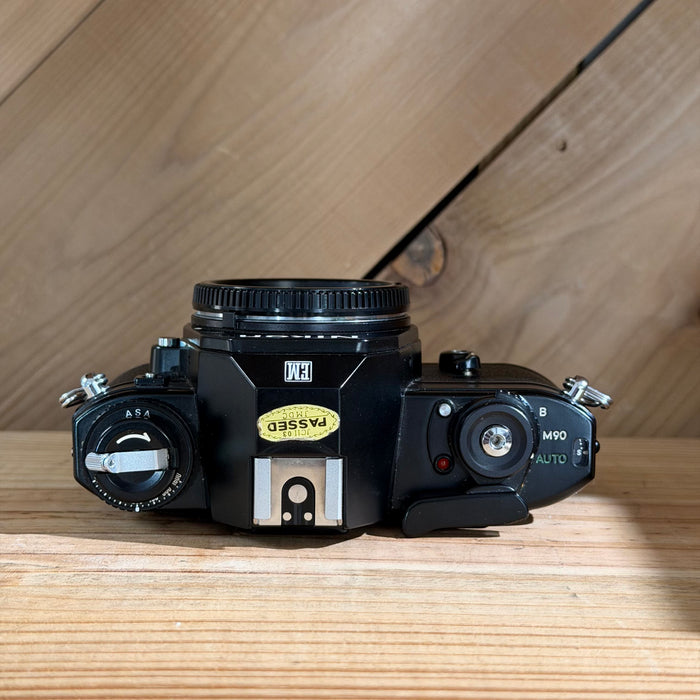Nikon EM Black 35mm SLR IN BOX w/ Nikkor 50mm f/1.8, 28mm f/2.8, 135mm f/3.5 Lenses + Motor Drive