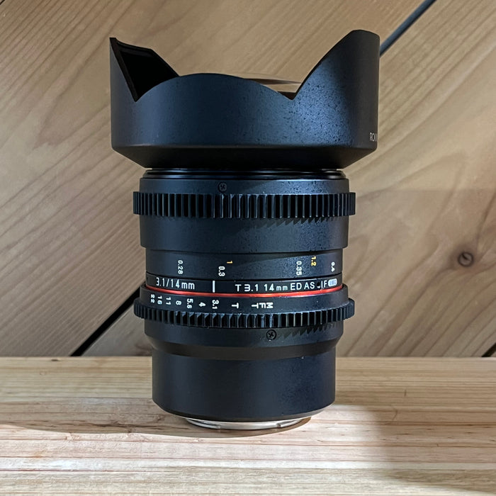 Rokinon 14mm T3.1 Cine Super Wide Angle Lens ED AS IF UMC II - Micro Four Thirds Fit