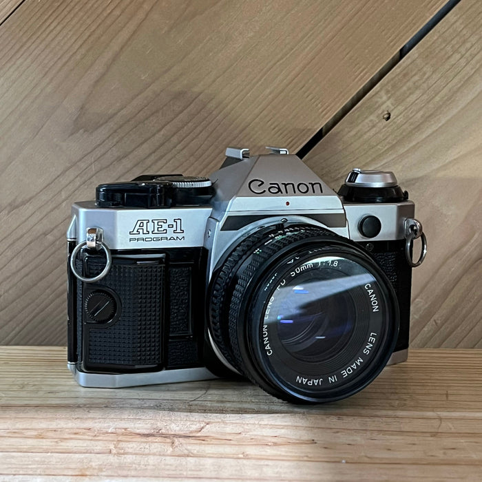 Canon AE-1 Program 35mm SLR Film Camera with Canon FD 50mm f1.8 Lens (0091)