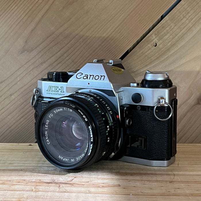 Canon AE-1 Program 35mm SLR Film Camera with Canon FD 50mm f1.8 Lens (0091)