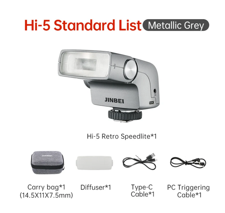 JINBEI Hi-5 Retro Camera Flash 6000K Flash 7 Levels Speedlite Trigger for Olympus For Sony For Fujifilm Cameras with Light