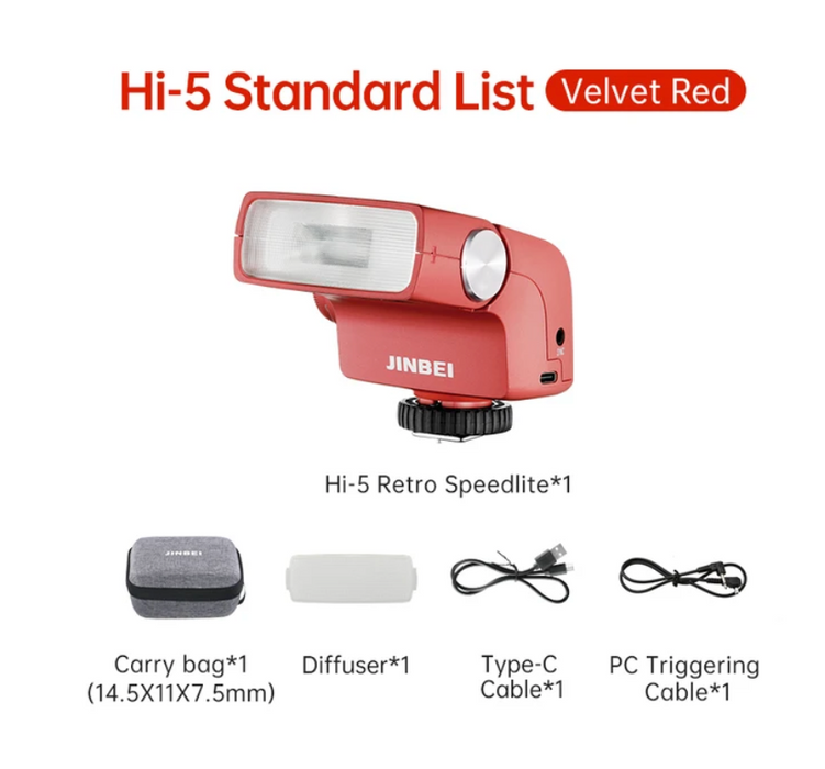 JINBEI Hi-5 Retro Camera Flash 6000K Flash 7 Levels Speedlite Trigger for Olympus For Sony For Fujifilm Cameras with Light