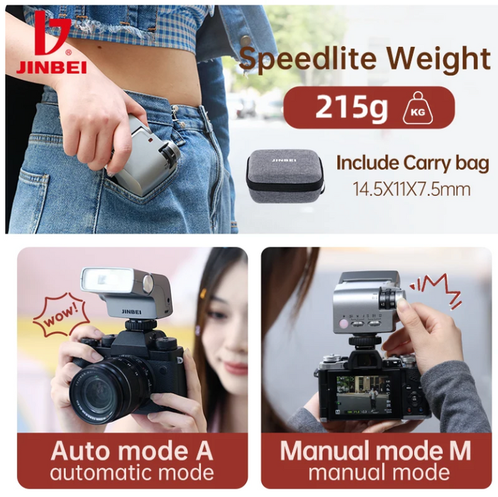 JINBEI Hi-5 Retro Camera Flash 6000K Flash 7 Levels Speedlite Trigger for Olympus For Sony For Fujifilm Cameras with Light