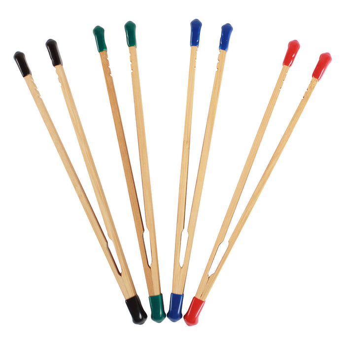 Darkroom Bamboo Print Developing Tongs – Set of 4 with Silicone Tips (Developer, Stop, Fixer)
