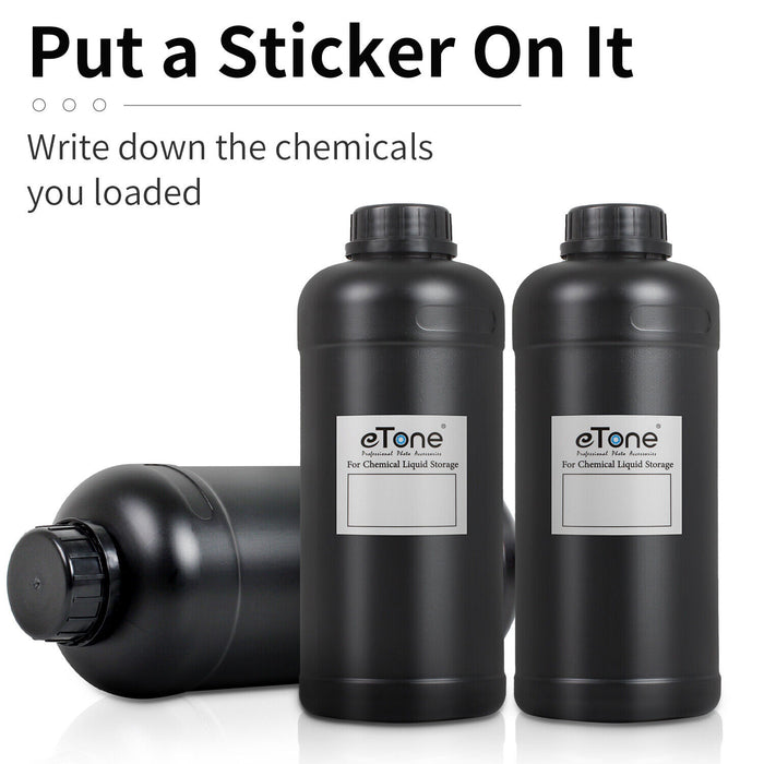 Set of 3 Darkroom Chemical Storage Bottles – 1L Plastic Containers for B&W Film Developing
