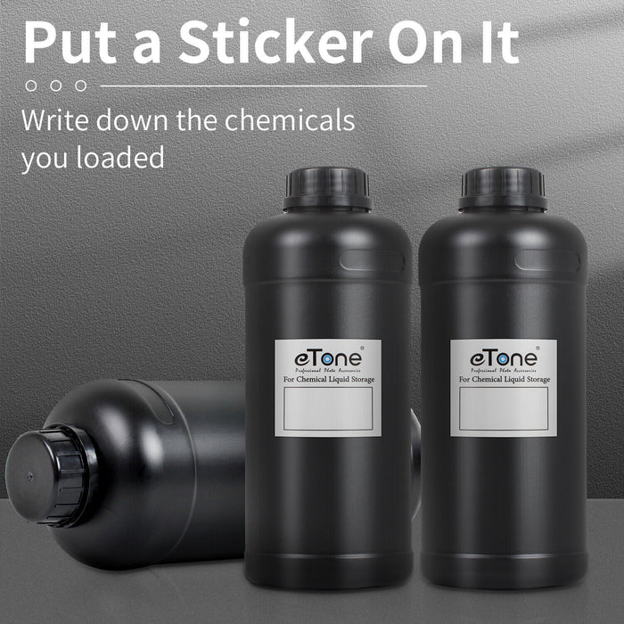 Set of 3 Darkroom Chemical Storage Bottles – 1L Plastic Containers for B&W Film Developing