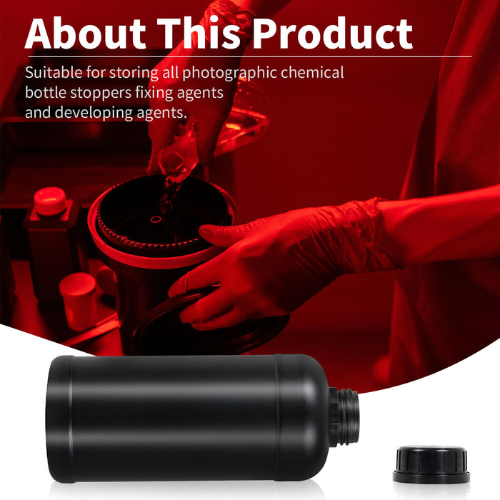 Set of 3 Darkroom Chemical Storage Bottles – 1L Plastic Containers for B&W Film Developing