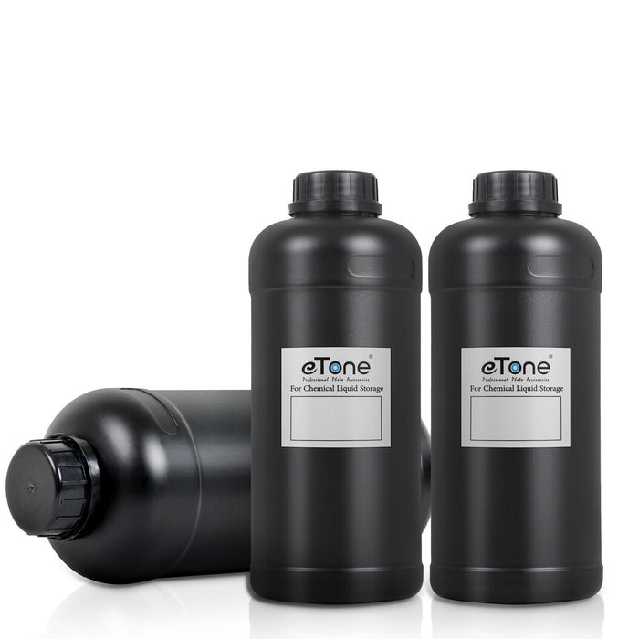 Set of 3 Darkroom Chemical Storage Bottles – 1L Plastic Containers for B&W Film Developing
