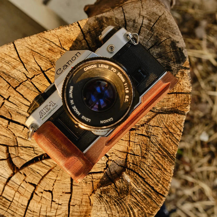 Wood Grip for Canon AE-1 with Arca Swiss mount | 3D Printed Wood - AE-1, A-1 Compatible