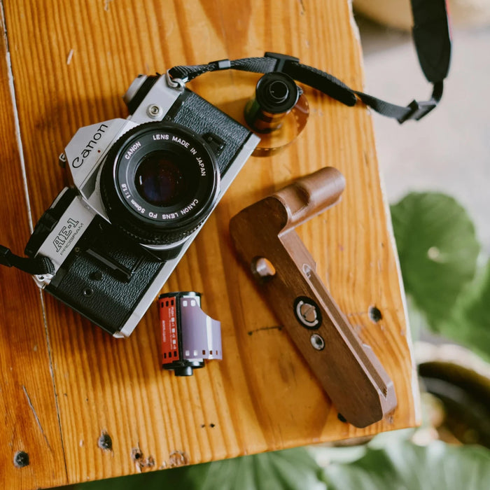Wood Grip for Canon AE-1 with Arca Swiss mount | 3D Printed Wood - AE-1, A-1 Compatible