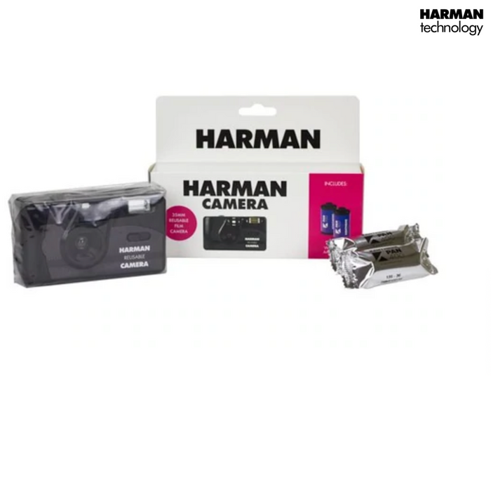 REUSABLE KENTMERE HARMAN FILM CAMERA, 35MM WITH 2 ROLLS OF KENTMERE FILM