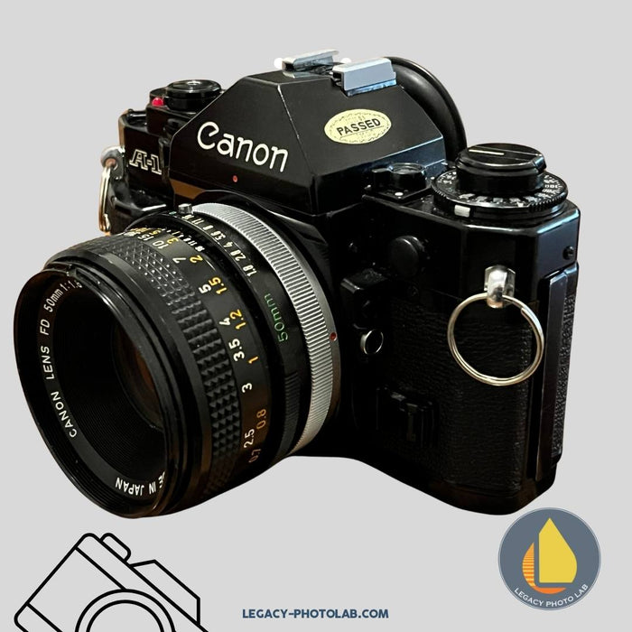 Canon A-1 SLR with FD 50mm f/1.8 Body Serial # 967386