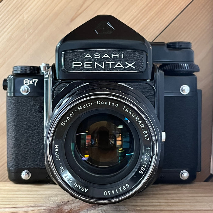 Pentax 6x7 561597 with 105mm f/2.4 Lens, Metered Prism.