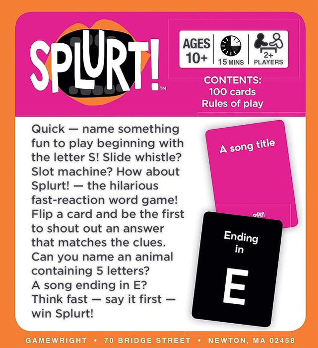 Splurt! - Portable Party Card Game - Think Fast. Say it First! (Pink)