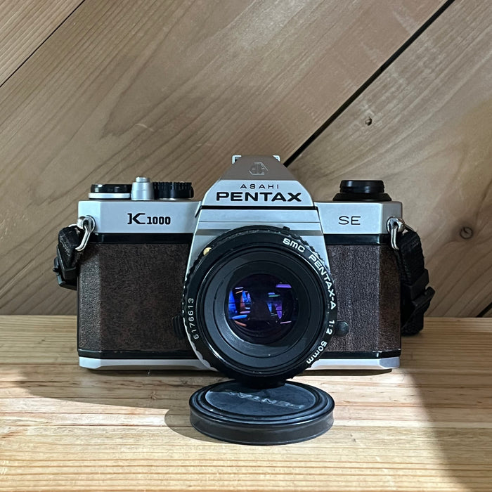 Pentax K1000 SE SLR Brown Leather Film Camera w/ 50mm f/2 Lens (6593875)