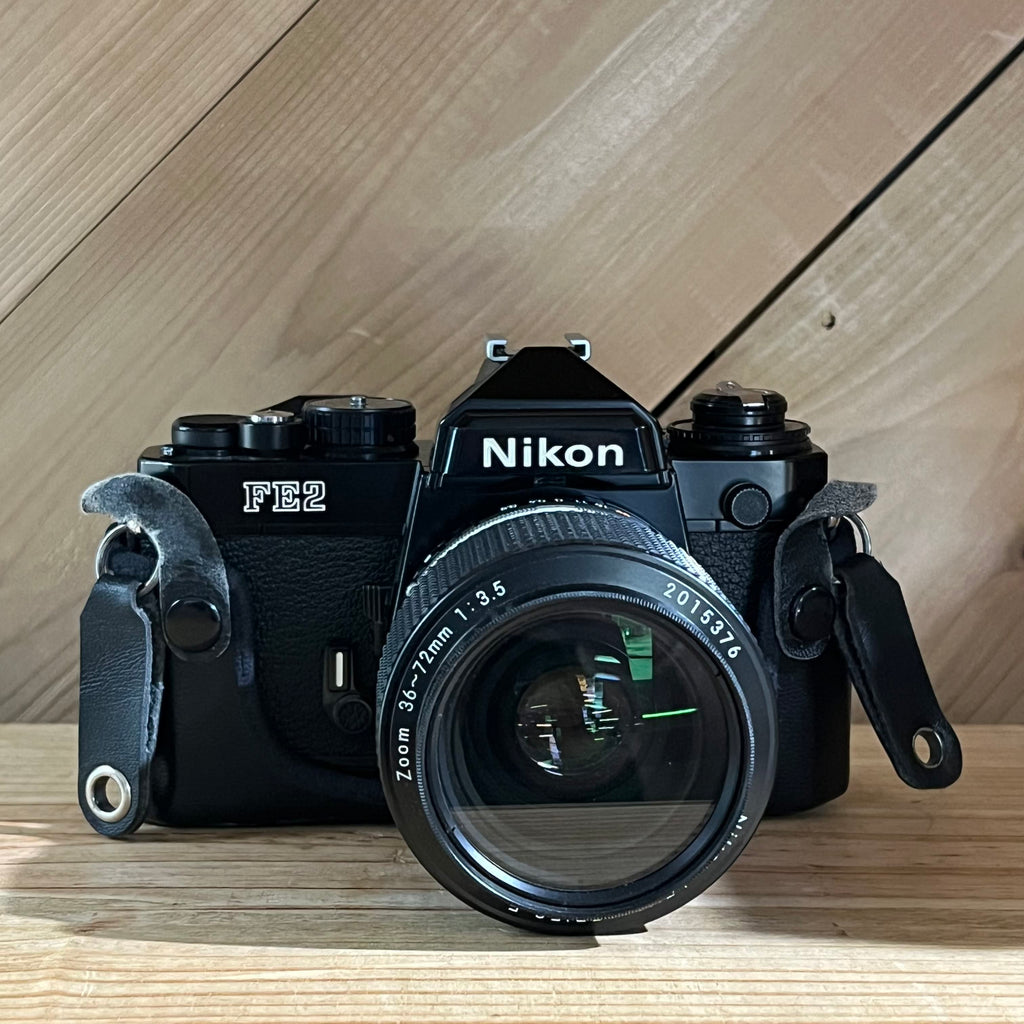 Nikon FE2 35mm SLR Camera Black Body w/ 36-72mm f/3.5 Zoom