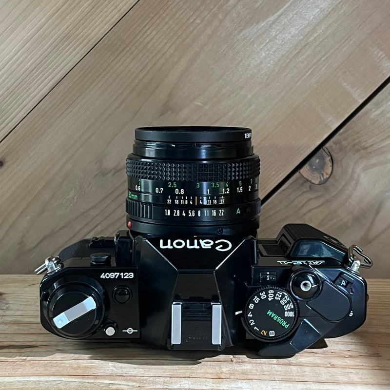 Canon AE-1 Program Black Body 35mm SLR Film Camera w/50mm 1.8 (4097123)