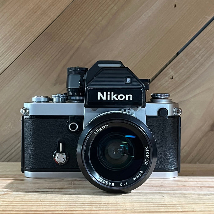 Nikon F2 35mm SLR Silver Body w/ Nikkor 28mm f/2 Lens + LED Finder (7484834)