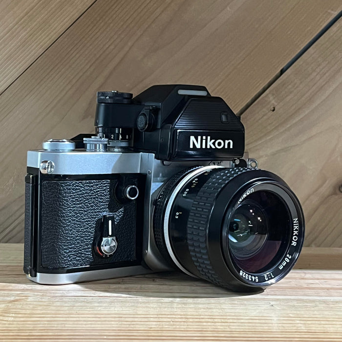 Nikon F2 35mm SLR Silver Body w/ Nikkor 28mm f/2 Lens + LED Finder (7484834)