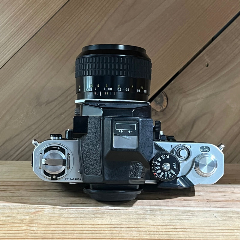Nikon F2 35mm SLR Silver Body w/ Nikkor 28mm f/2 Lens + LED Finder (7484834)