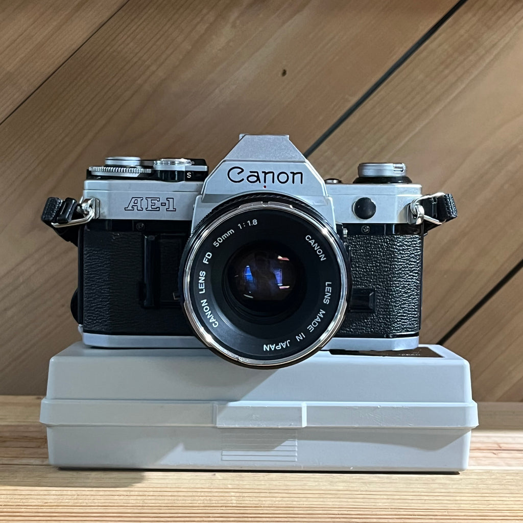 Canon AE-1 35mm SLR w/ Canon FD 50mm f/1.8 Lens + Canon Data Back