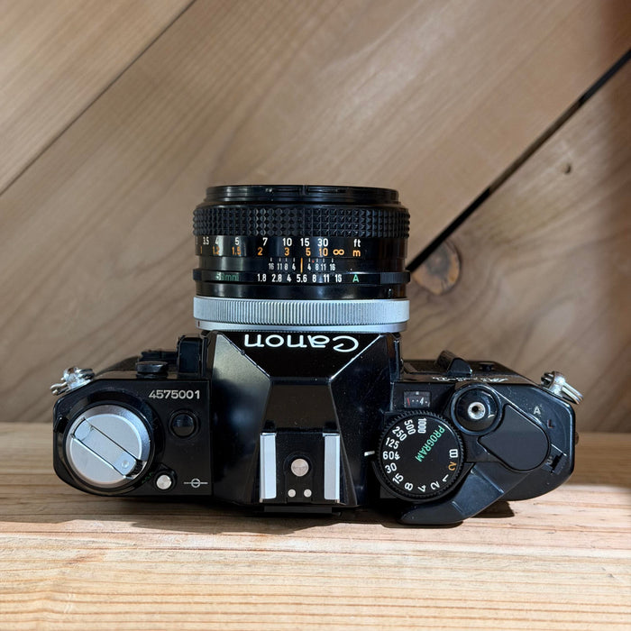 Canon AE-1 Program 35mm SLR Camera (Black Body) w/ Canon FD 50mm f/1.8 Lens (5001)