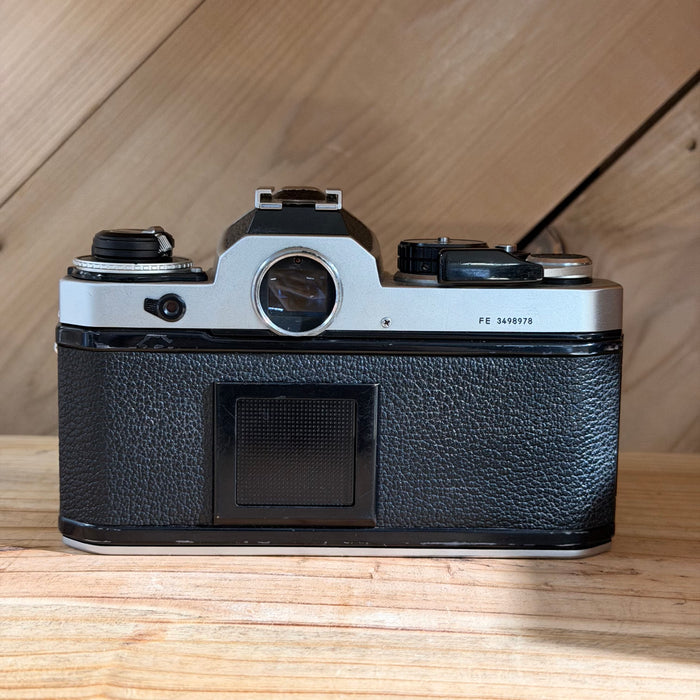 Nikon FE 35mm SLR + Nikon Series E 28mm f/2.8 Lens - Silver Body (8978)