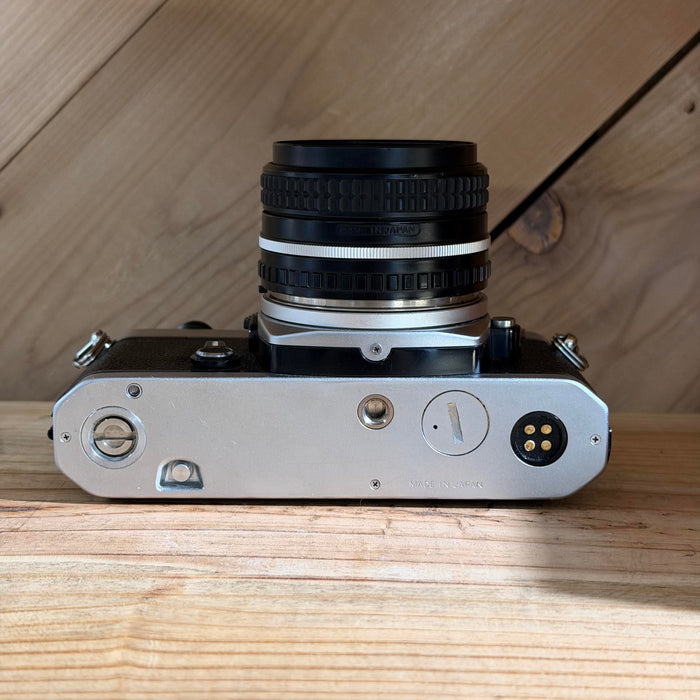 Nikon FE 35mm SLR + Nikon Series E 28mm f/2.8 Lens - Silver Body (8978)