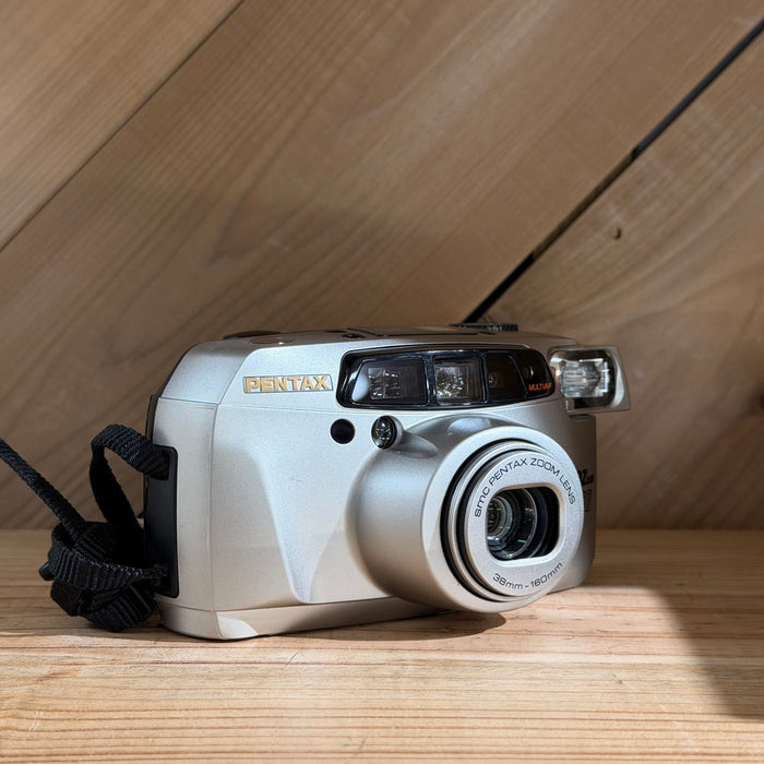 Pentax IQZoom 160 35mm Point & Shoot Film Camera (Silver) w/ Box & Case (1377108)