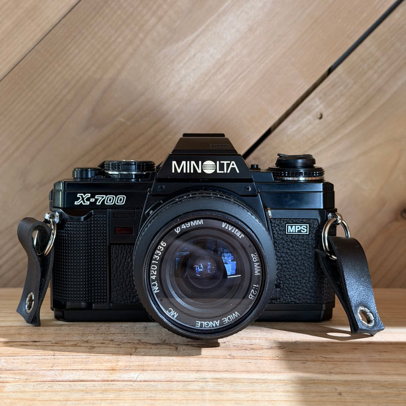Minolta X-700 35mm SLR Film Camera w/ Vivitar Wide Angle MC 28mm f/2.8 Lens (1343747)