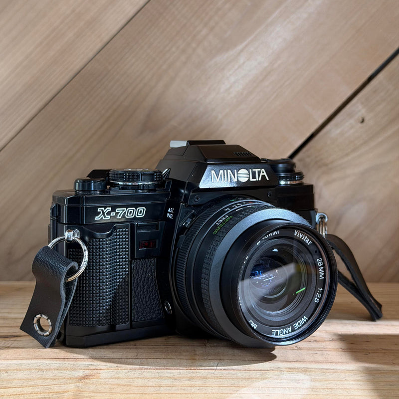 Minolta X-700 35mm SLR Film Camera w/ Vivitar Wide Angle MC 28mm f/2.8 Lens (1343747)