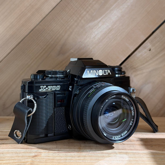 Minolta X-700 35mm SLR Film Camera w/ Vivitar Wide Angle MC 28mm f/2.8 Lens (1343747)