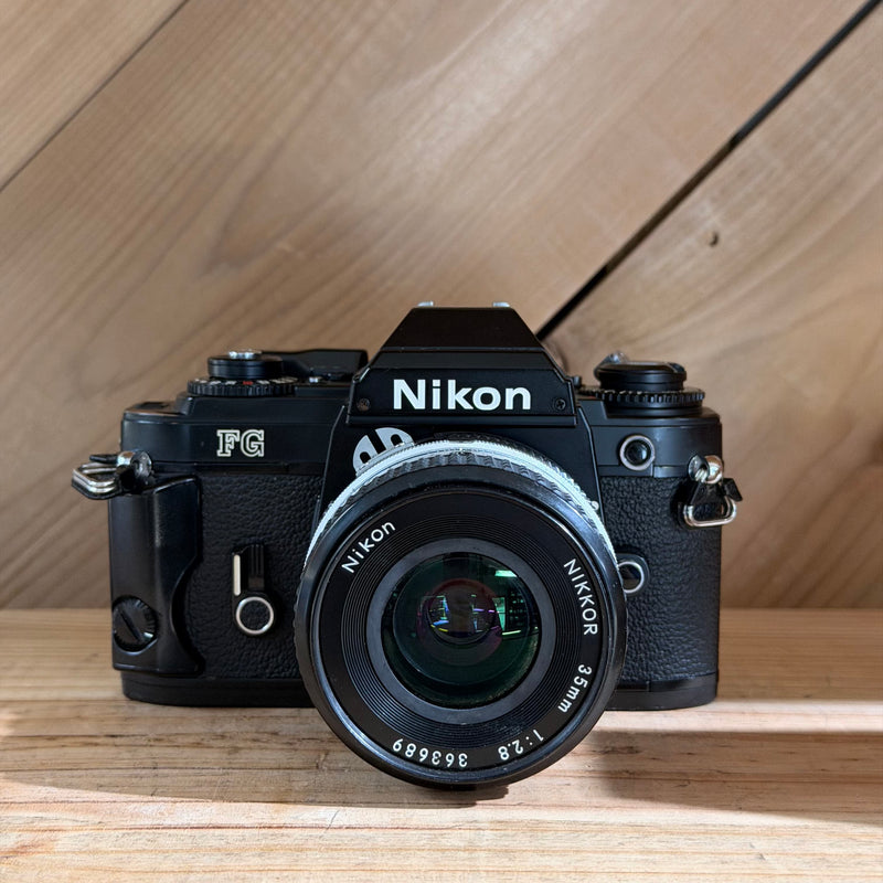 Nikon FG 35mm SLR Film Camera w/ Nikon Nikkor 35mm f/2.8 Lens (8553683) (Black Body)