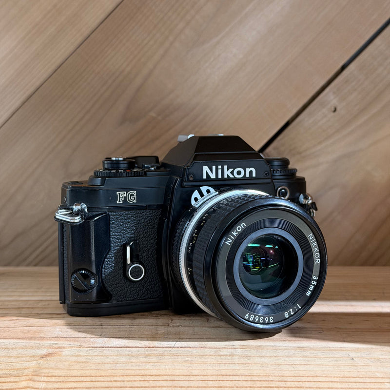 Nikon FG 35mm SLR Film Camera w/ Nikon Nikkor 35mm f/2.8 Lens (8553683) (Black Body)