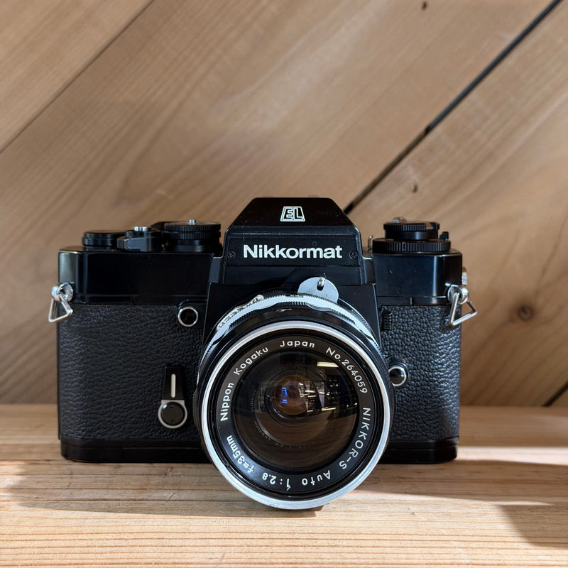 Nikkormat EL 35mm SLR Film Camera w/ Nippon NIKKOR-S Auto 35mm f/2.8 Lens (W7506845)