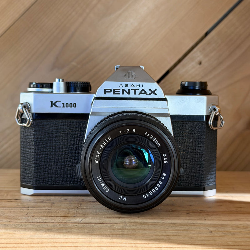 Pentax K1000 35mm SLR Film Camera w/ Gemini MC Wide-Auto 28mm f/2.8 Lens (17960759)