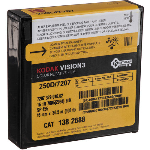 Kodak VISION3 250D 16MM Color Negative Film #7207 (16mm, 100' Roll)