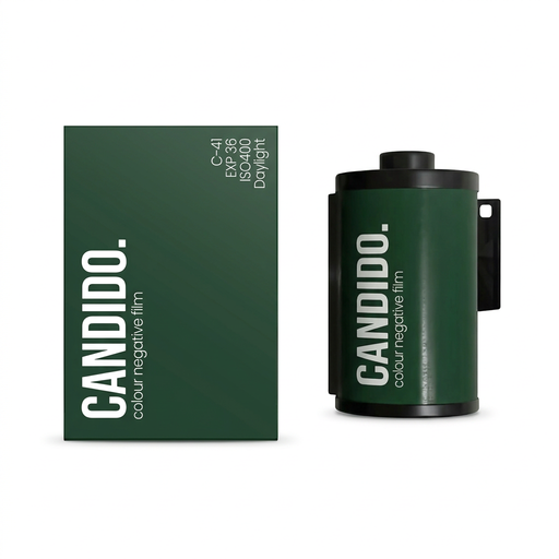 CANDIDO film on a pure white background