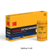 Ektachrome box and single roll on a clean white background