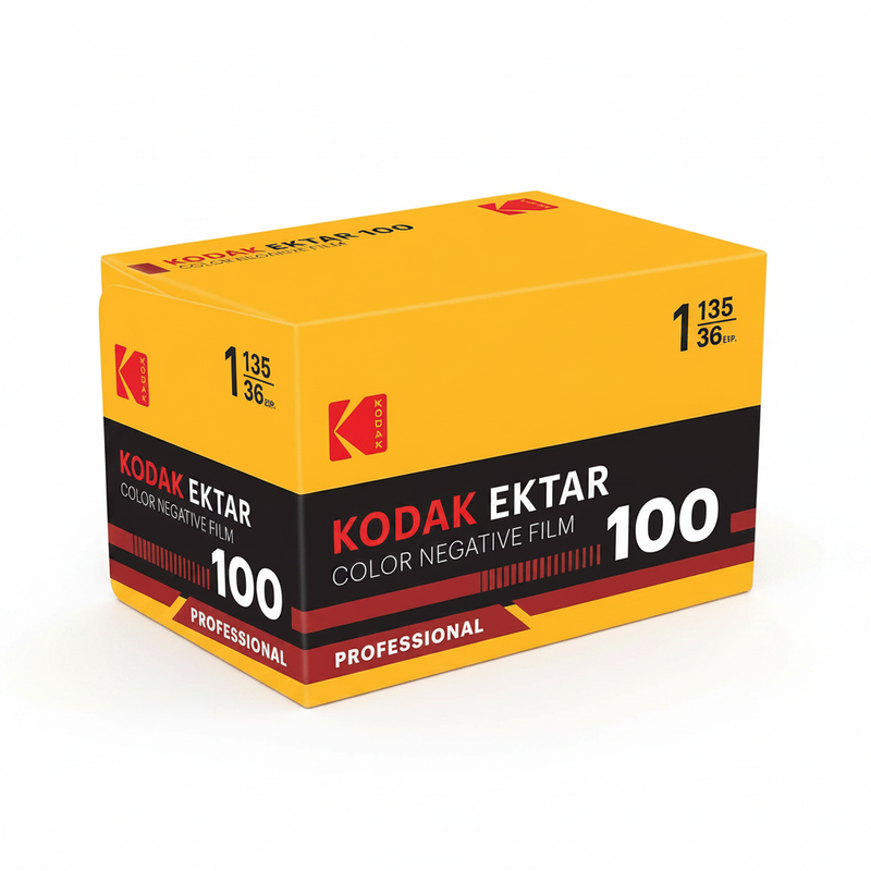 Kodak Ektar 100 35mm Color Negative Film box, studio product shot