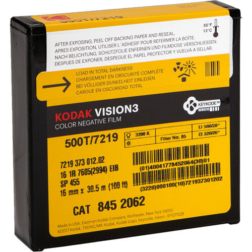 Kodak VISION3 16MM 500T Color Negative Film #7219 (16mm, 100' Roll, Single Perf) Super 16