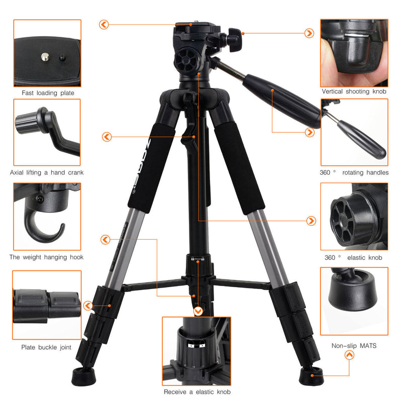 Zomei Adjustable Aluminum Alloy Tripod Q111 55-Inch