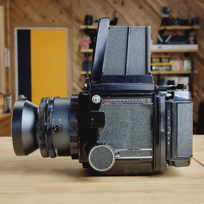 Mamiya RB 67 Professional S Camera with 120 Film Back, Waist-Level Finder, Adjustable Lens Hood, and 65mm Lens