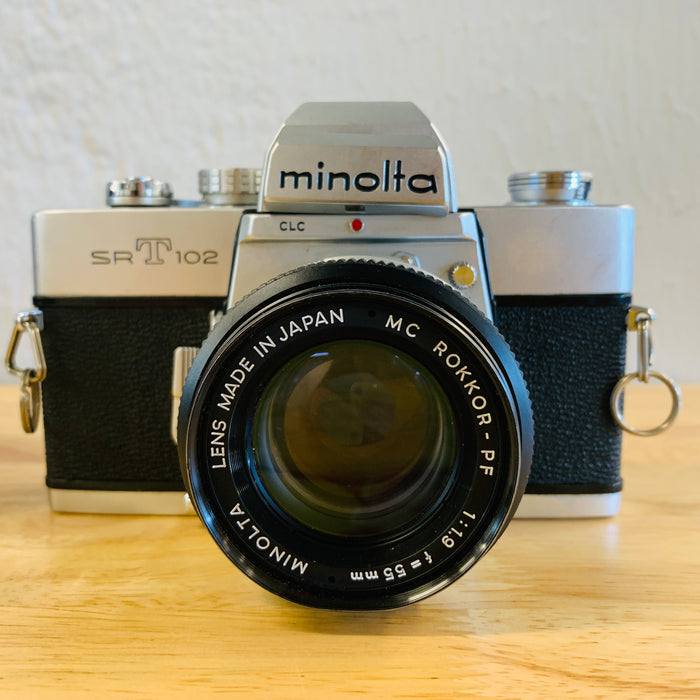 Minolta SRT 102 35mm Camera Body with 55mm Lens, Chrome